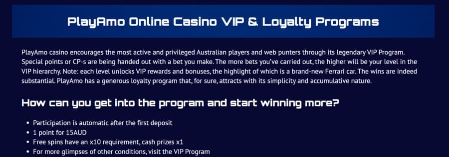 PlayAMO Casino rewards