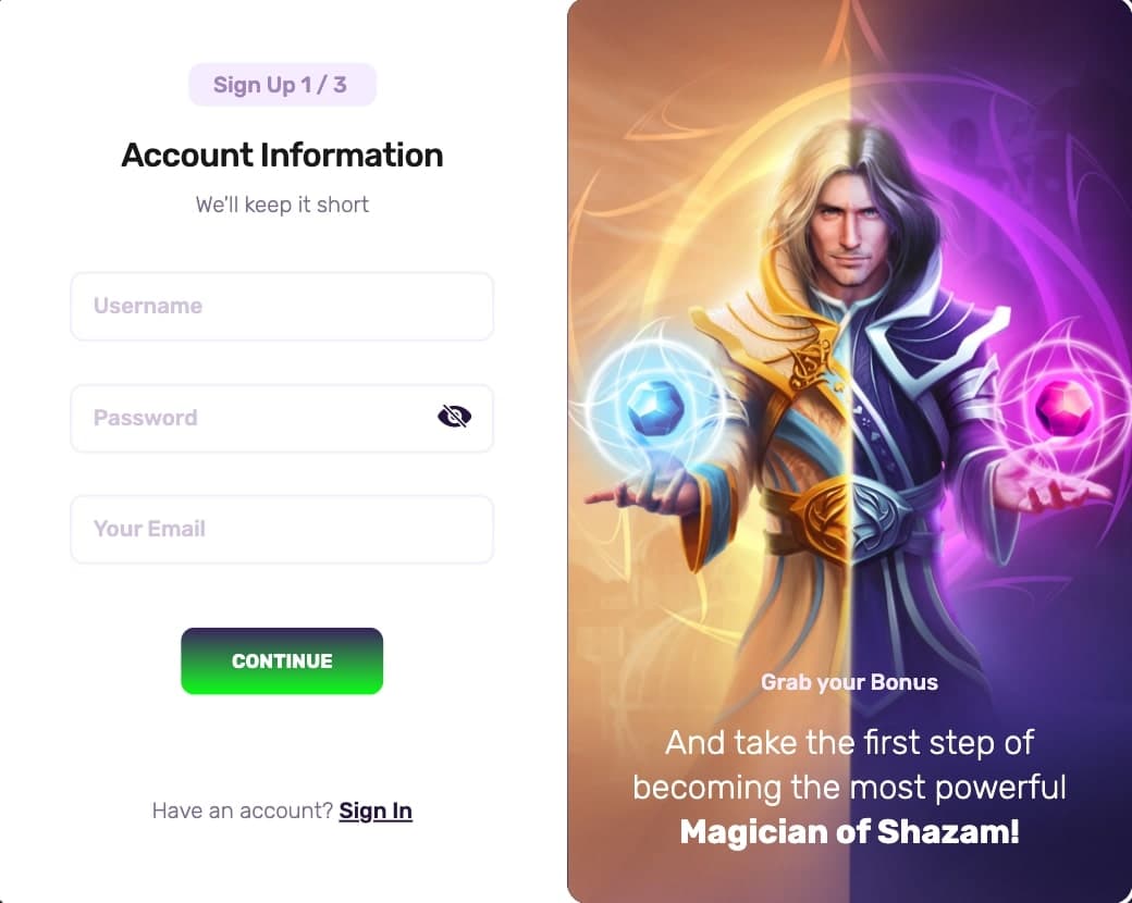 Sign Up Shazam casino