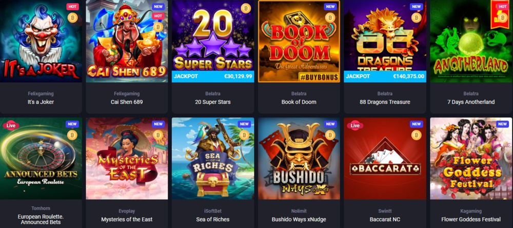 The variety of games on Woo Casino