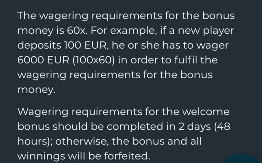 Wagering Requirements of Casino4u